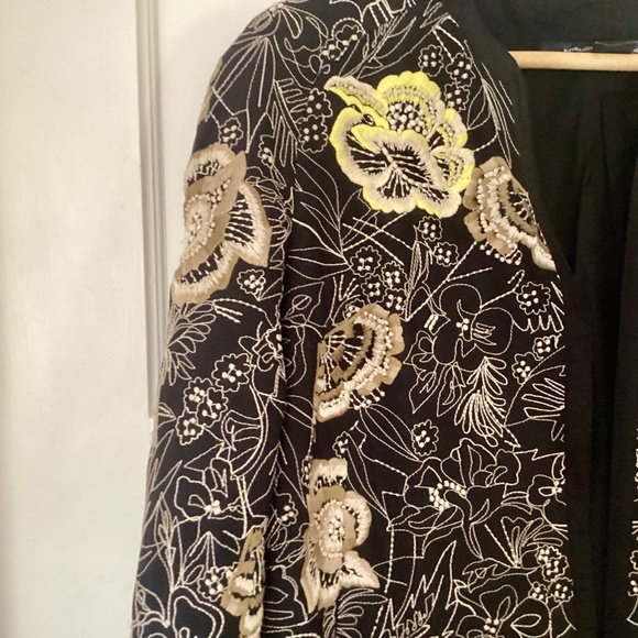 French Connection Floral Embroidery Long Sleeve Open Front jacket Black Size 10 - Picture 10 of 16
